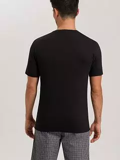 Практичная футболка с круглым вырезом в рубчик черного цвета Hanro 075050c0019